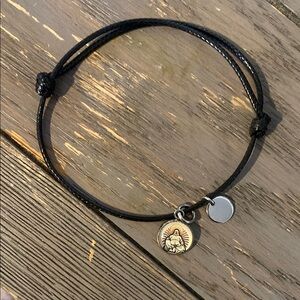 Black Adjustable Bracelet with Buddha Charm